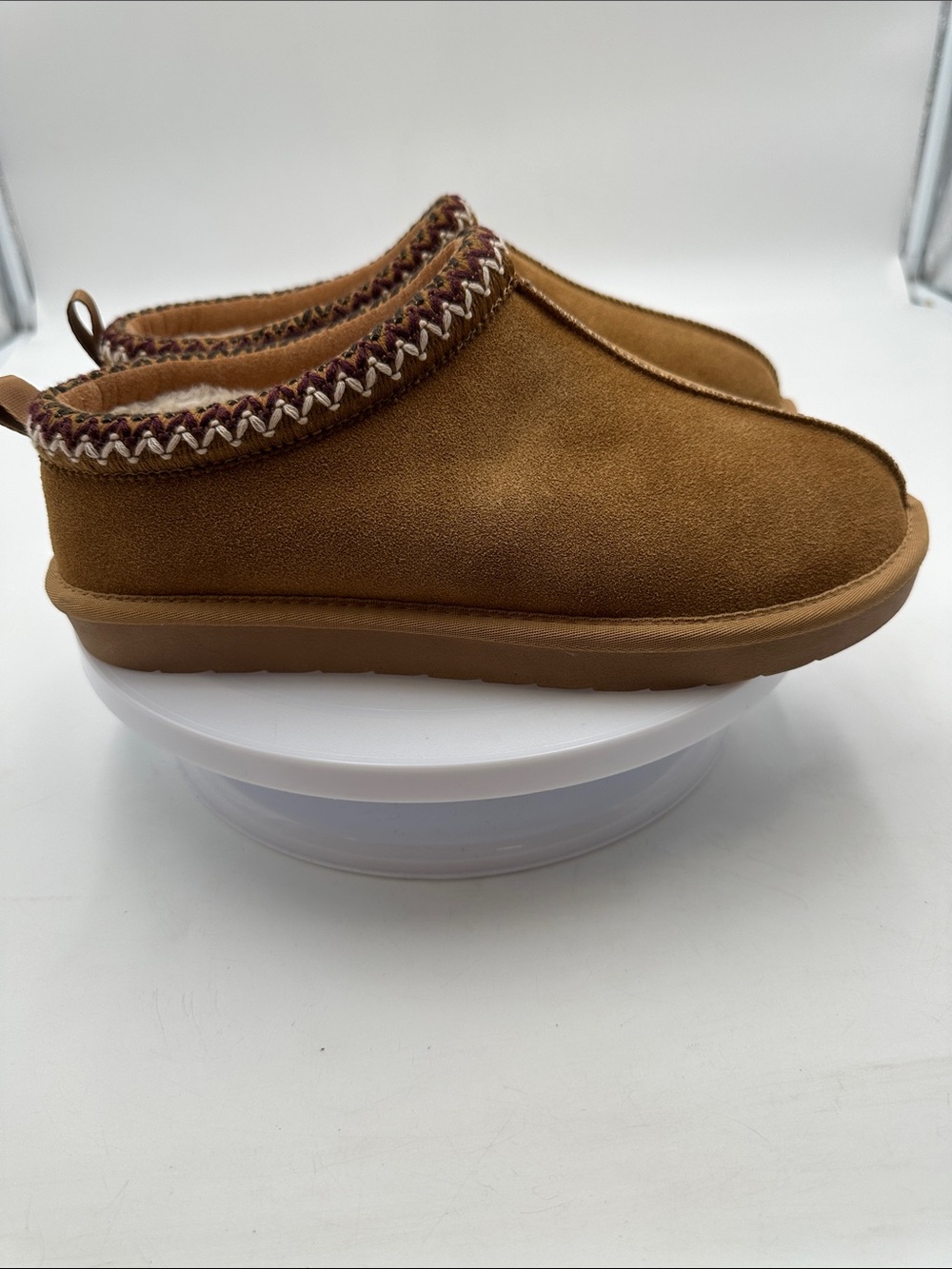 Women's Suede Slip-On Clog in Cognac Tan